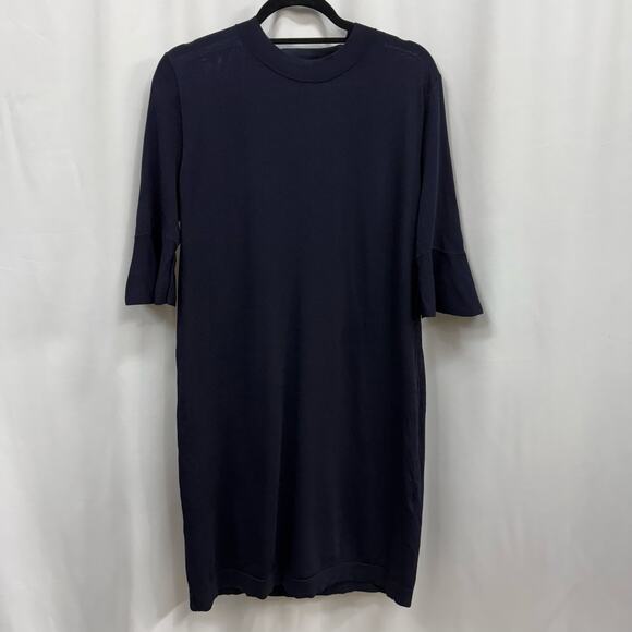 COS Navy Blue Half Flutter Sleeve Knee Length Sheath Dress Medium - Picture 1 of 7
